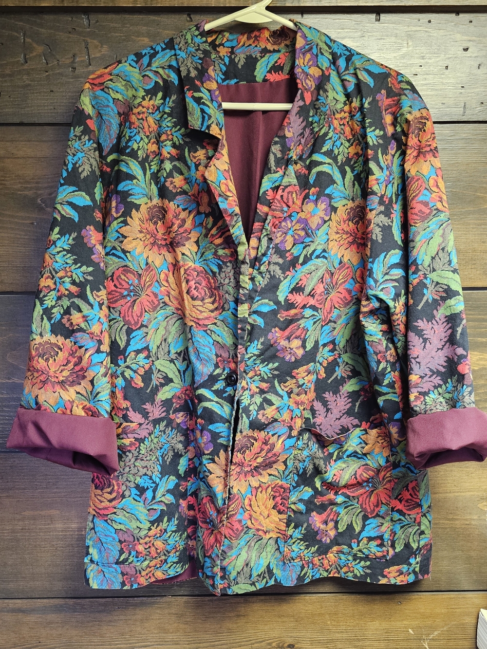 Vintage Floral  Blazer Jacket - Multicolor Womens Large